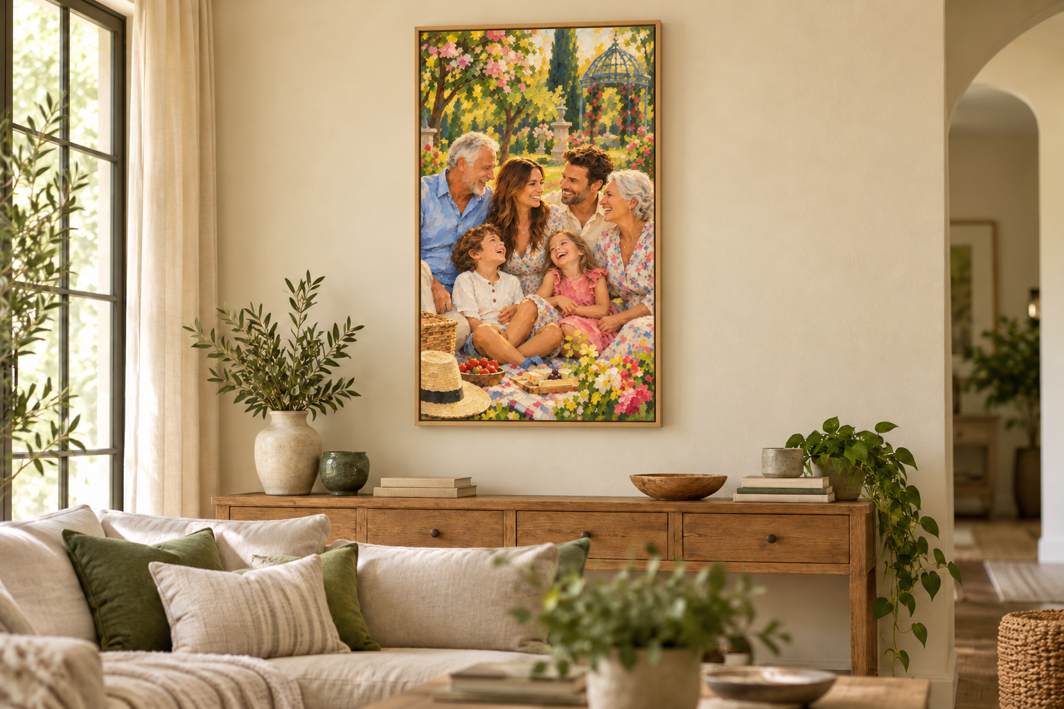 The family painting displayed at home