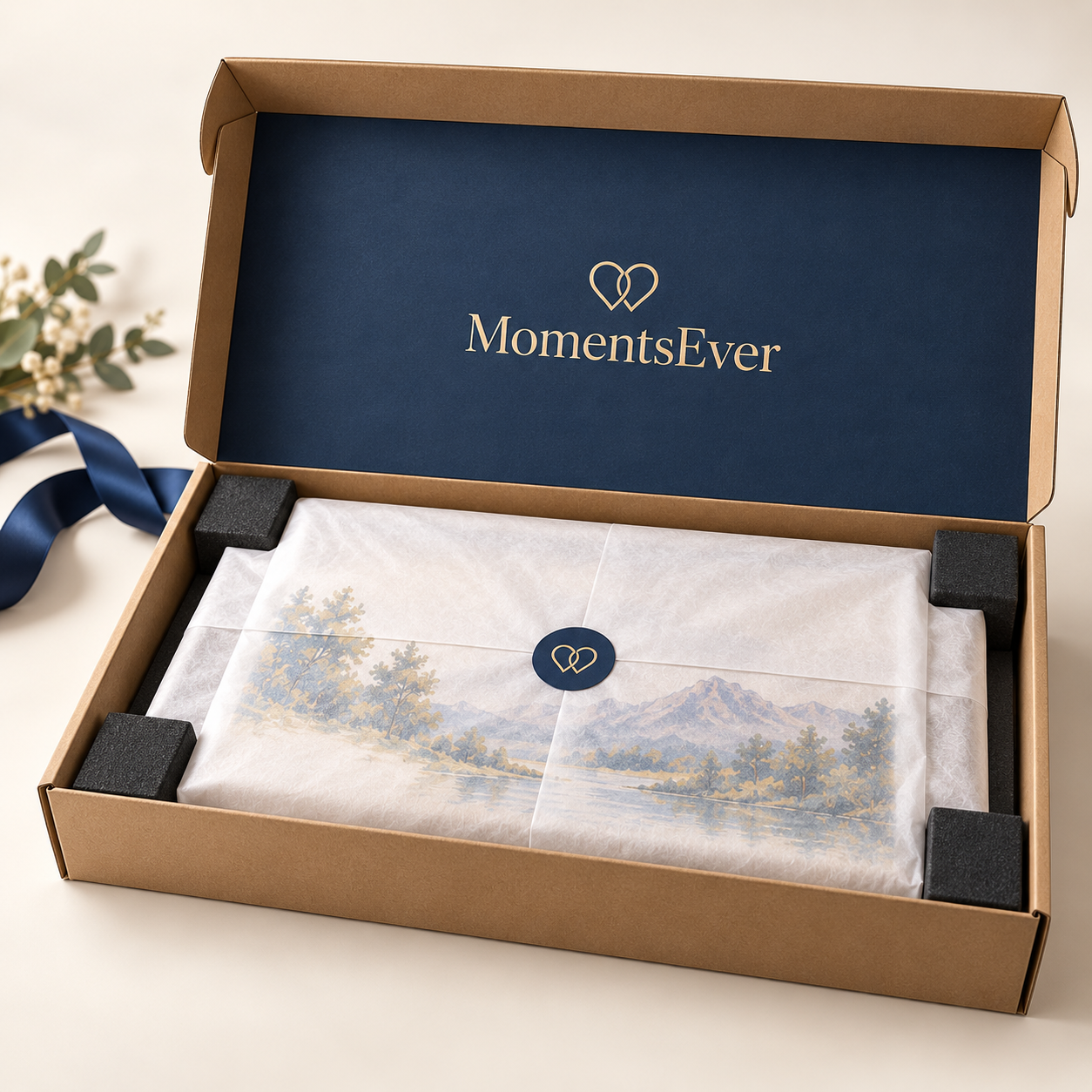 A single MomentsEver canvas package with protective wrapping